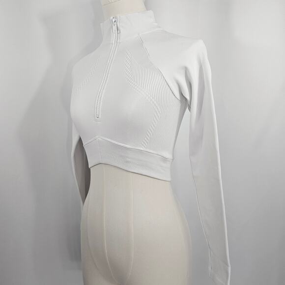Joja Exhale White Cropped 1/2 Zip Textured Long Sleeve Pullover Size S NWOTF - Picture 4 of 14